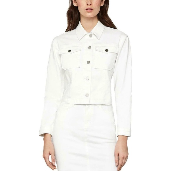 BCBGMaxAzria Jackets & Blazers - BCBGMAXAZRIA White Cropped Denim Jacket Women’s Medium Button Up Jean Layering
